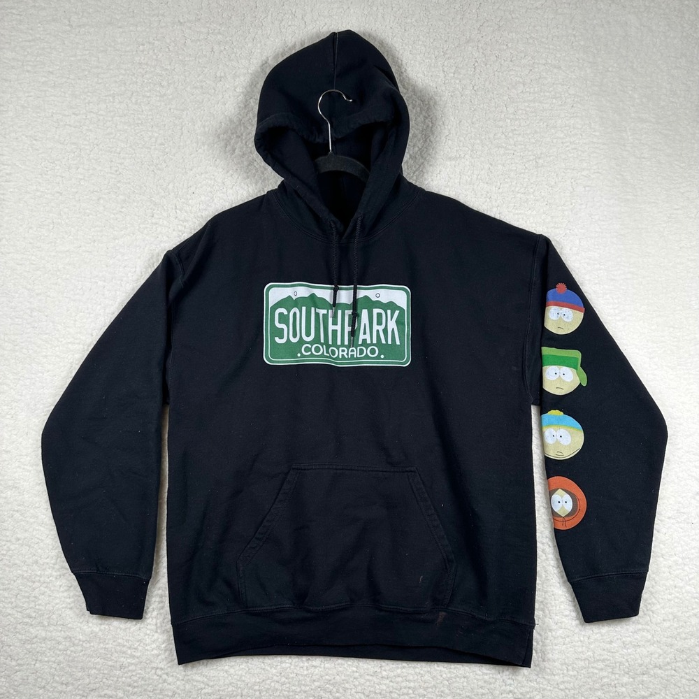 South Park Colorado License Plate Character Sleeve Graphic Hoodie Black Large